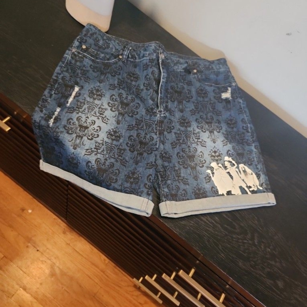 Haunted Mansion Disney Blue Denim Shorts
